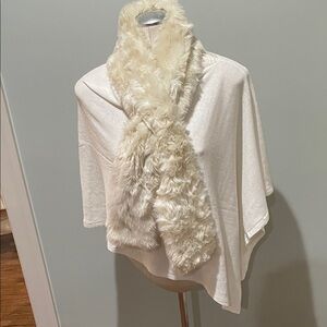 Restoration Hardware Luxurious Cream Faux Fur Scarf